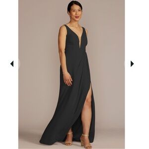 David’s Bridal Studio Chiffon Illusion Cutouts Bridesmaids Dress